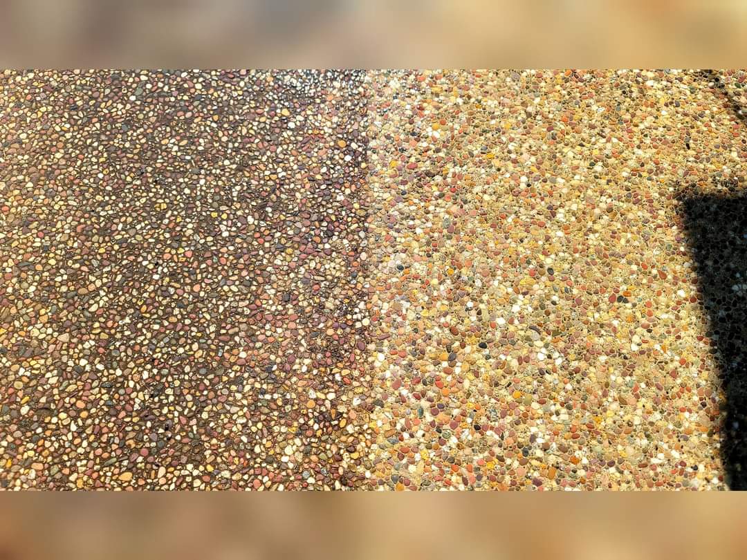 Exposed aggregate soft wash